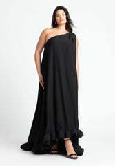 Dramatic One-Shoulder Ruffle Gown 5