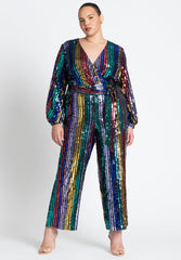 Multicolor Stripe Sequin Jumpsuit 5