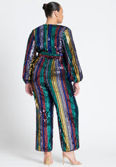 Multicolor Stripe Sequin Jumpsuit 6