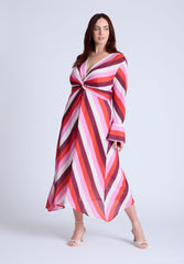 Eloquii Women's Sexy Twist Bodice Stripe Midi Dress Brand New w/ Tag