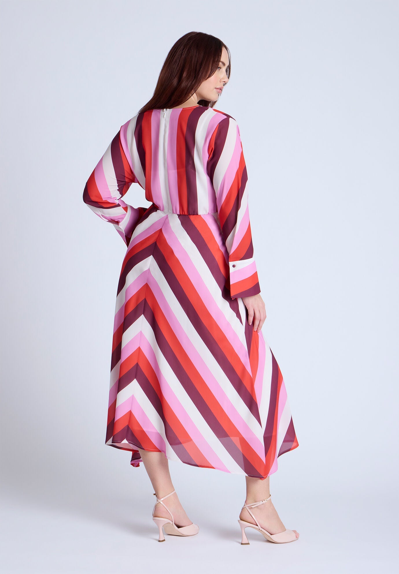 Eloquii Women's Sexy Twist Bodice Stripe Midi Dress Brand New w/ Tag