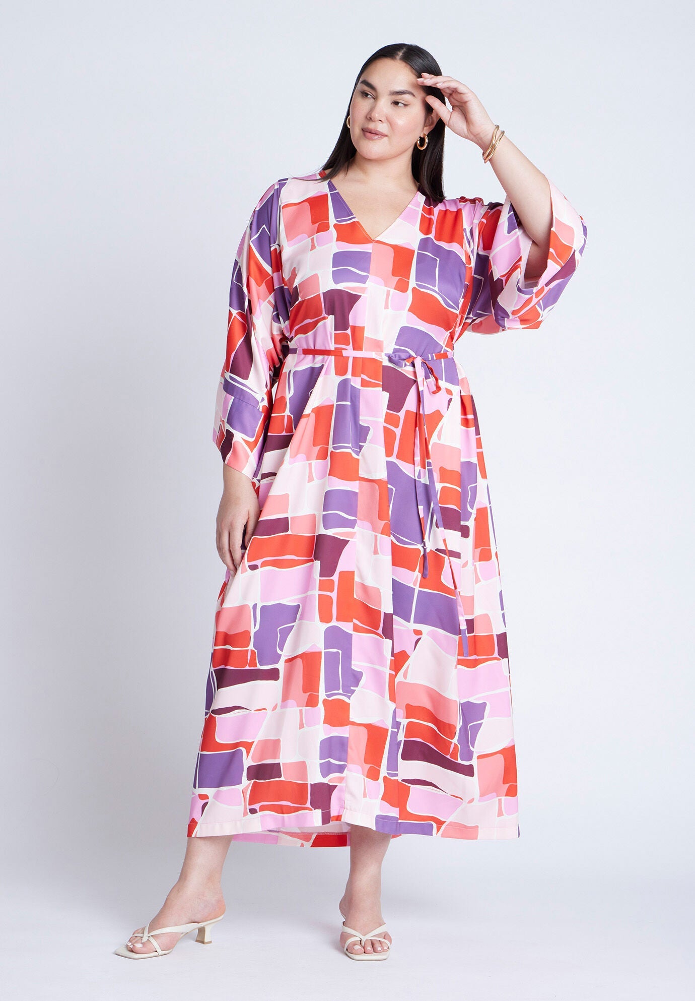 Eloquii Women's Sexy Printed Kimono Dress With Tie Brand New w/ Tag
