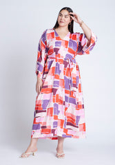 Eloquii Women's Sexy Printed Kimono Dress With Tie Brand New w/ Tag