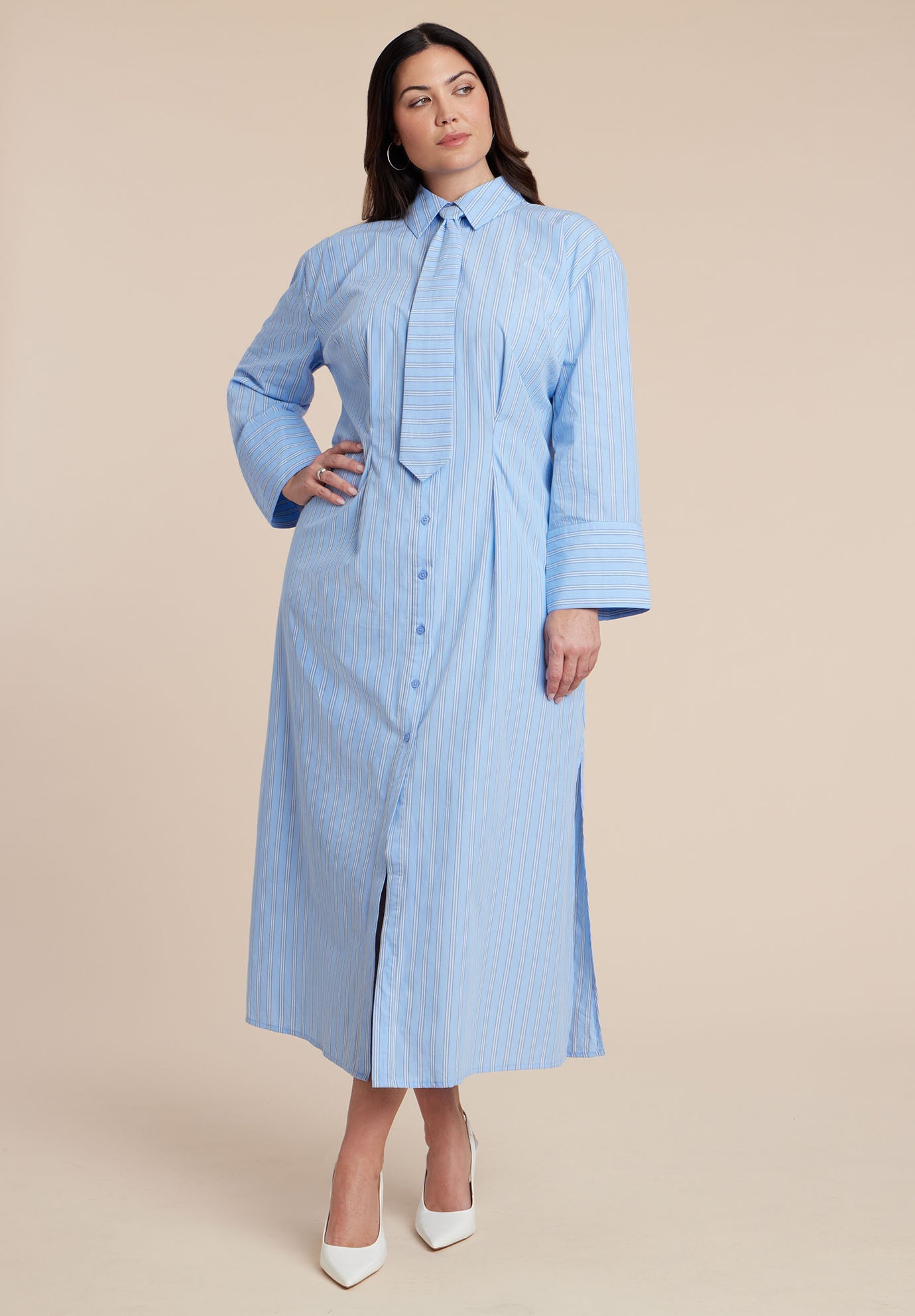 Maxi Shirt Dress With Tie 4