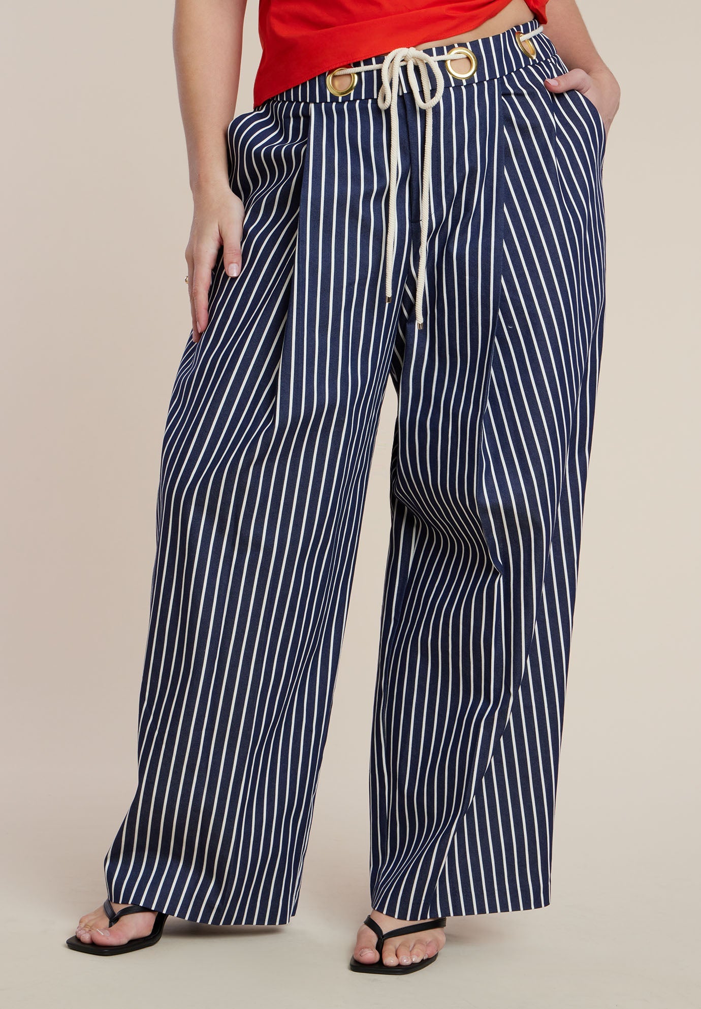 Striped Pant With Rope Belt 4
