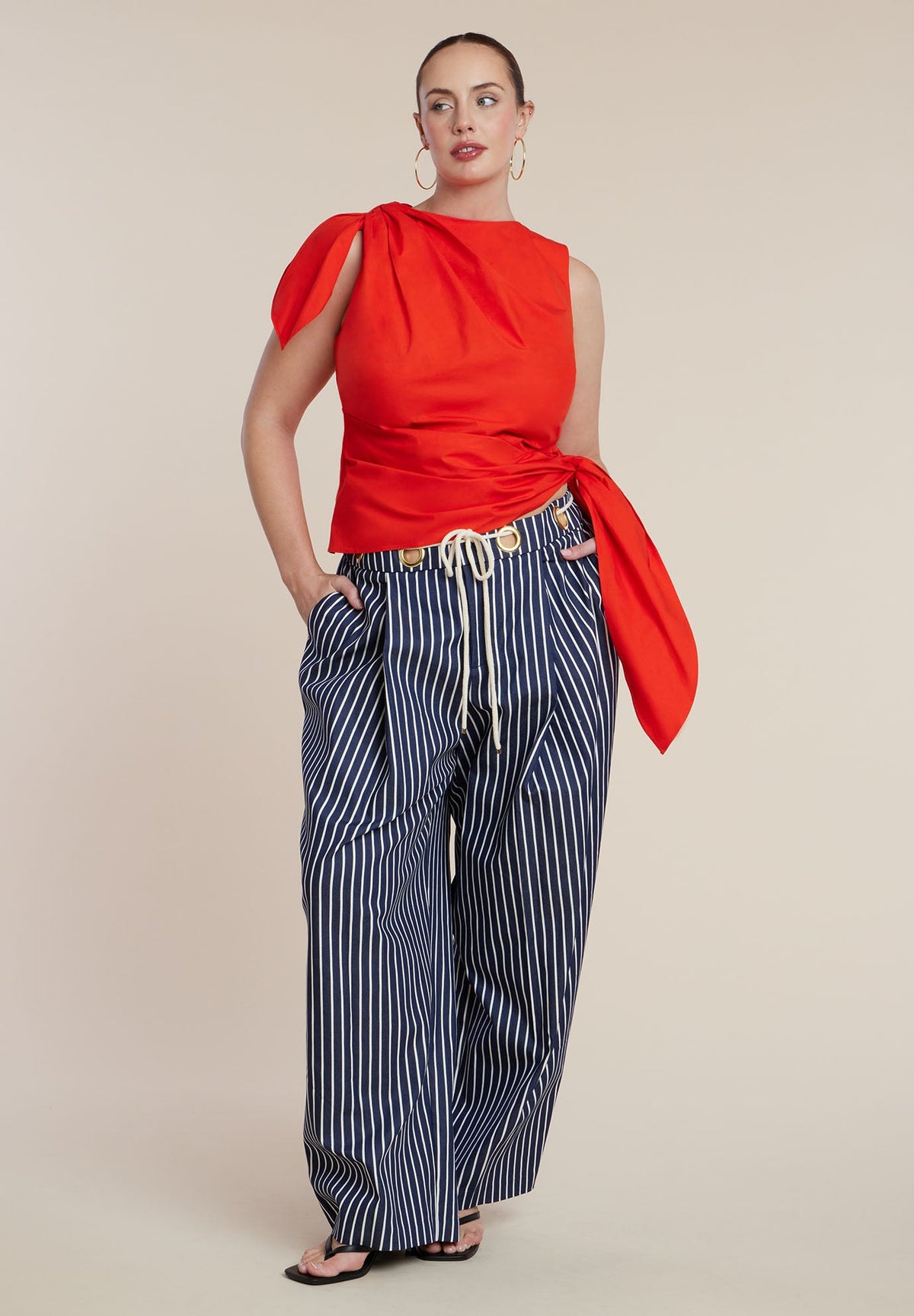 Striped Pant With Rope Belt