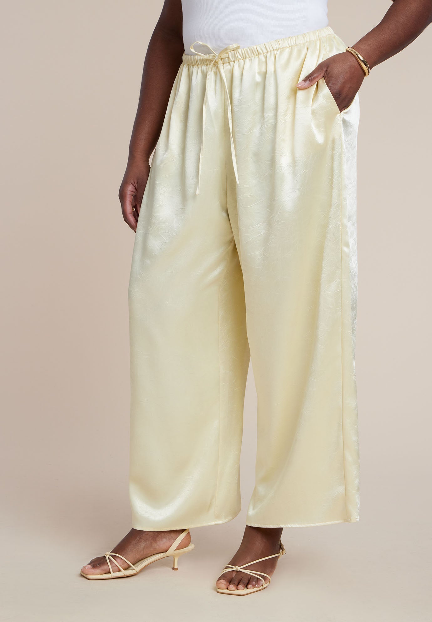 Textured Satin Wide Leg Pant 5