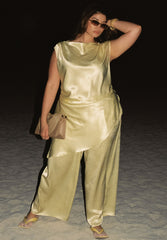 Textured Satin Wide Leg Pant