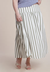 Drop Waist Striped Linen Skirt 7