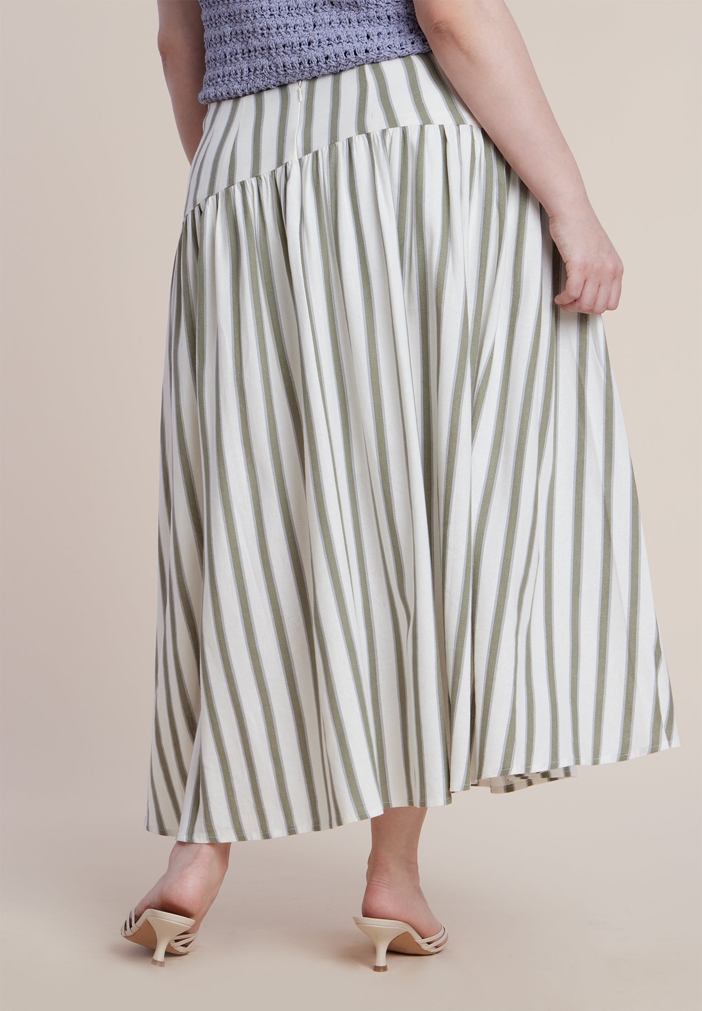 Drop Waist Striped Linen Skirt 8