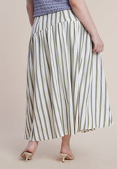 Drop Waist Striped Linen Skirt 8