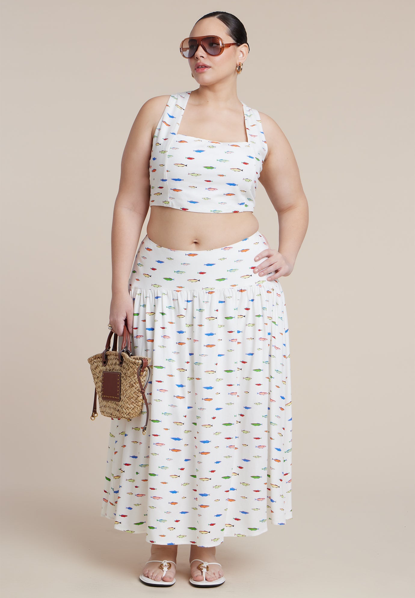Drop Waist Striped Linen Skirt 4