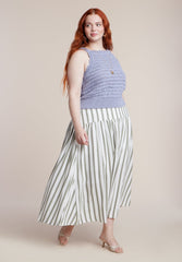 Drop Waist Striped Linen Skirt 2