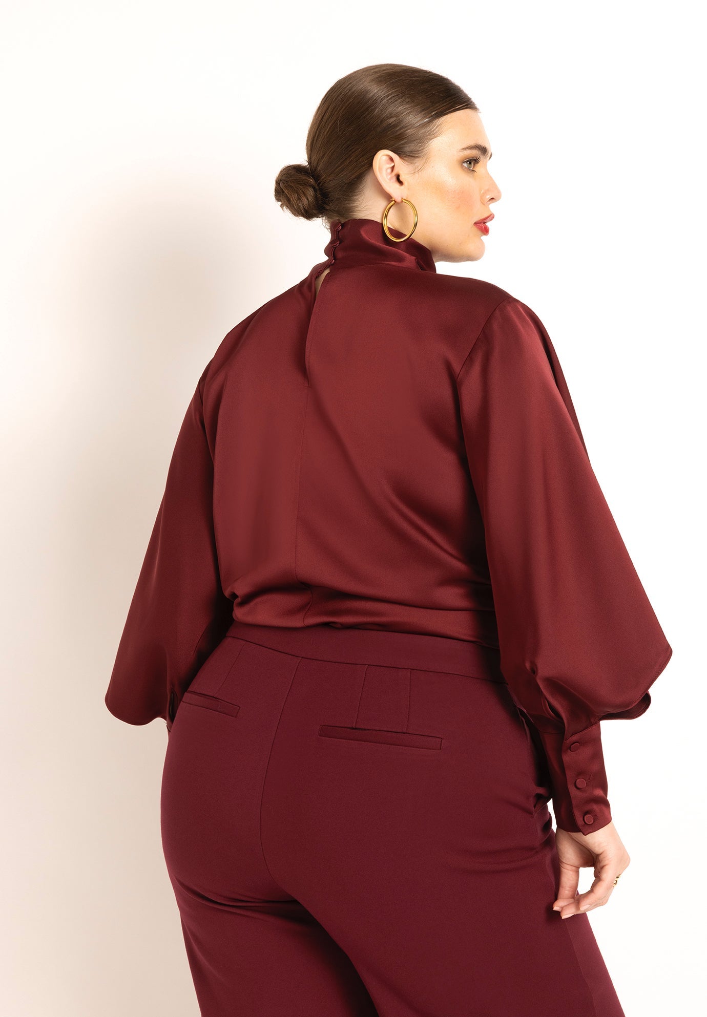 Draped Neck Satin Blouse 5