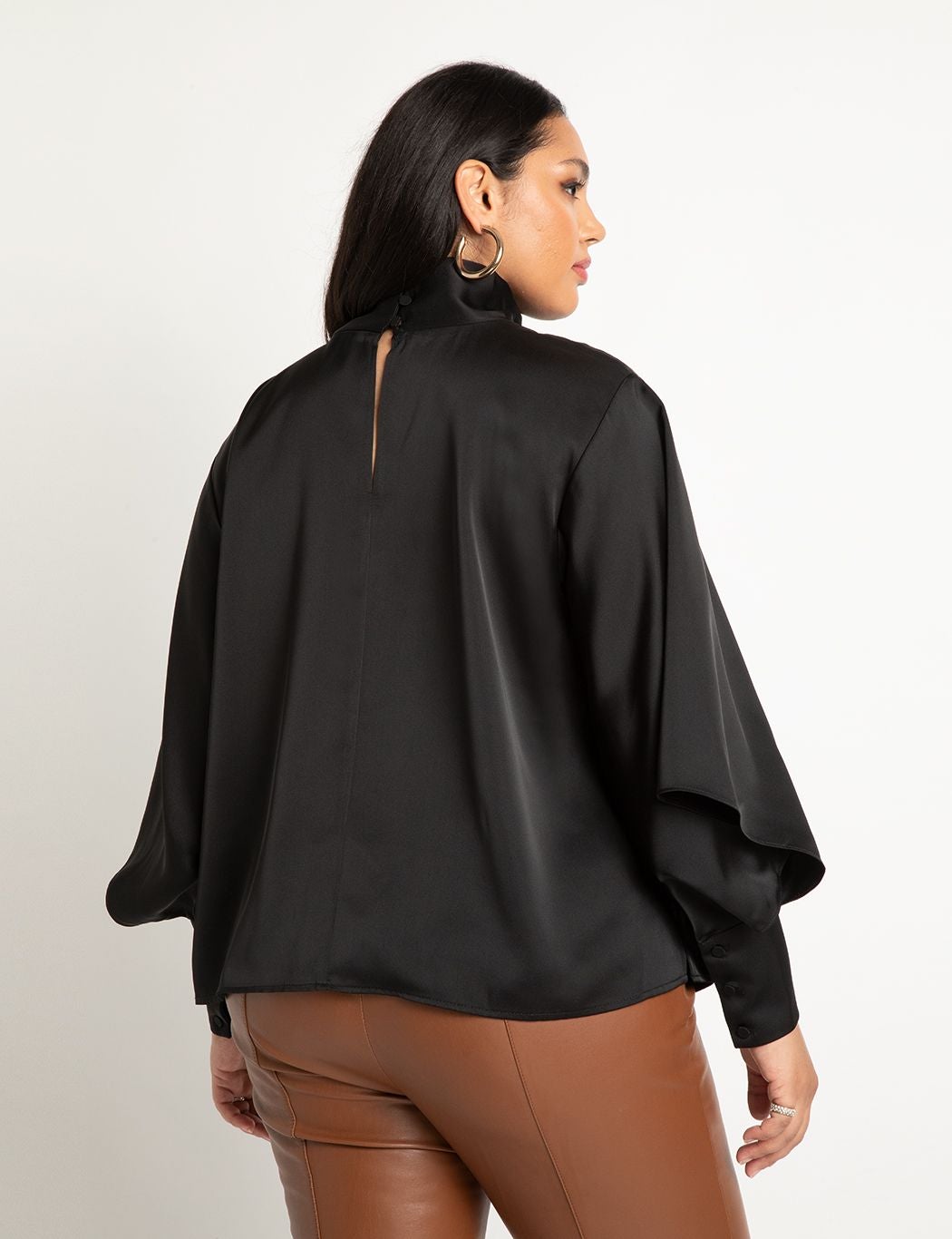 Draped Neck Satin Blouse 6