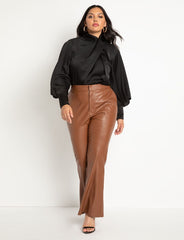 Draped Neck Satin Blouse 7