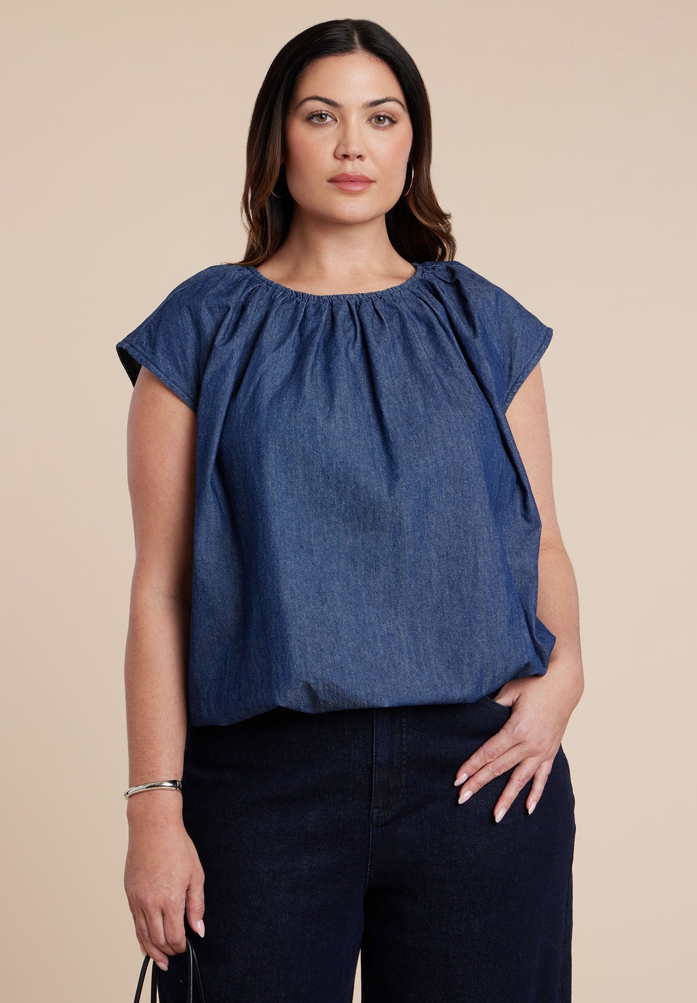 Bubble Chambray Top