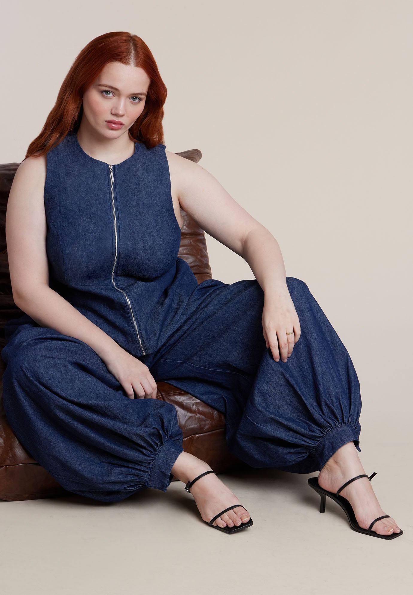 Chambray Zip Up Top 4
