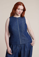 Chambray Zip Up Top 2