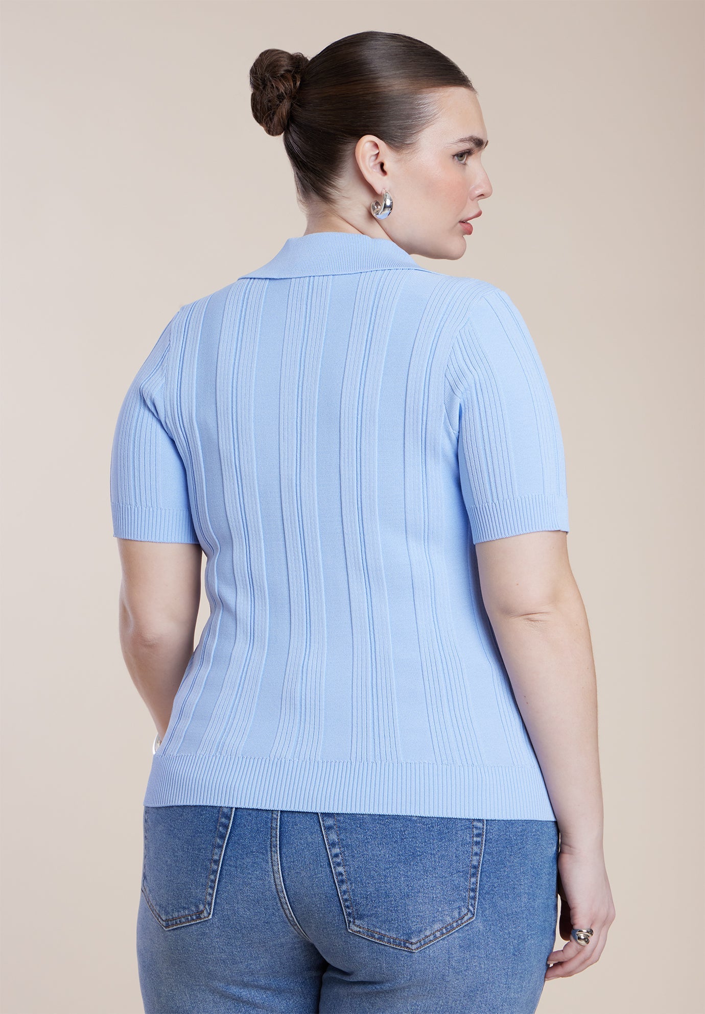 Veriegated Rib Collared Sweater 5