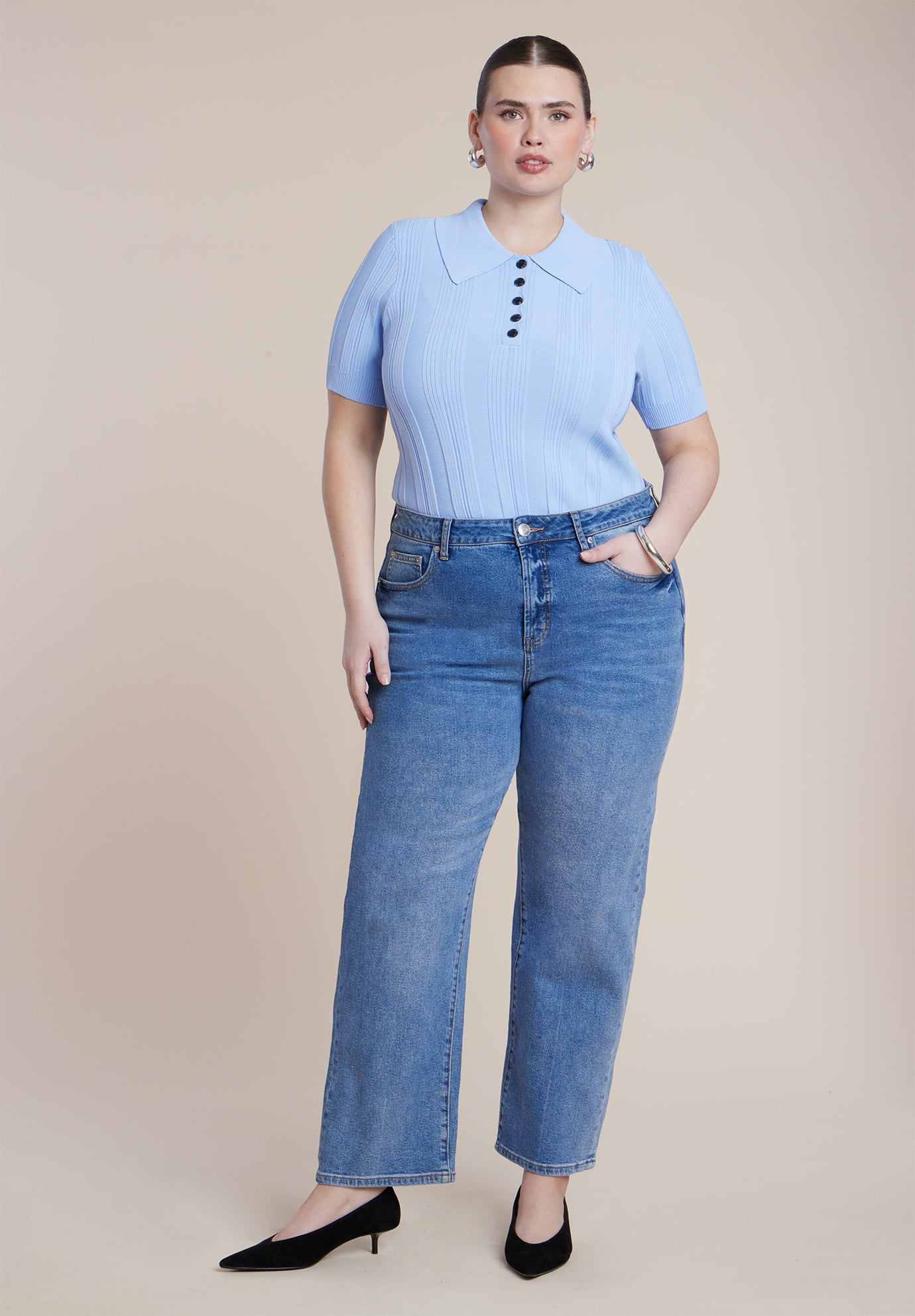 Veriegated Rib Collared Sweater 6