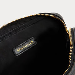Bandolier Drew Embossed Croc Leather Crossbody Bag - Black Croc/Gold, Pre-owned, Open Box, Like New