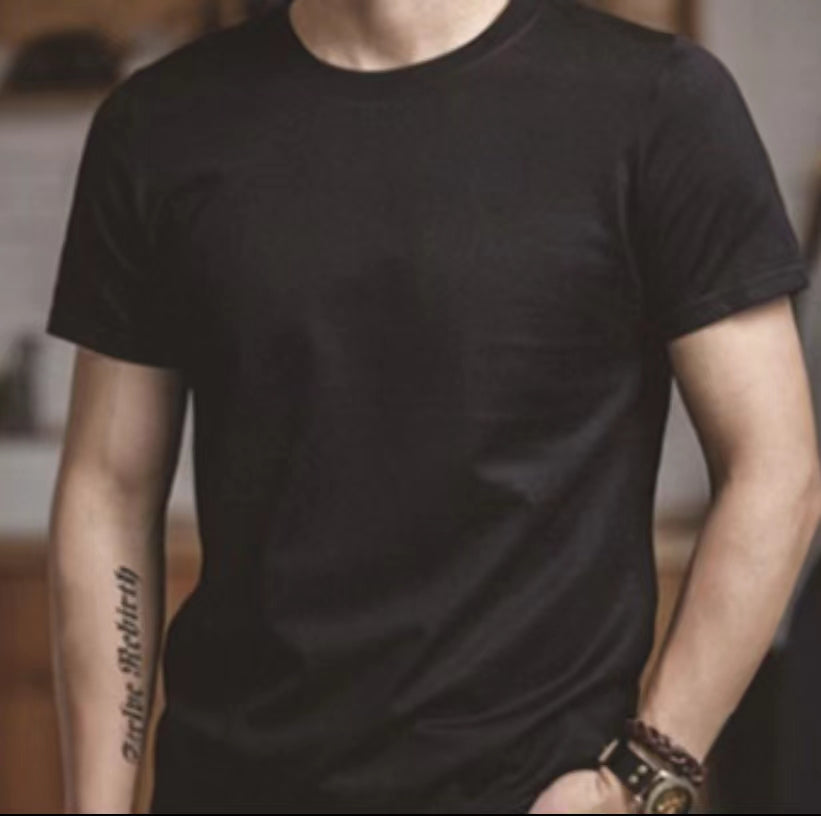 Unbranded 27 workwear men's American vintage heavyweight cotton beige t-shirt positive shoulder half-sleeve summer short-sleeved bottoming shirt