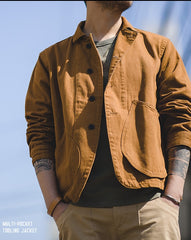 Unbranded 27 Spring Jacket Casual Outfits Men's Cotton Fabric Jacket Retro Single-breasted Button Multi-pocket Pocket Jacket