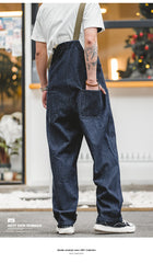 Unbranded 27 Cargo Salopette Homme Jumpsuit American Vintage Navy Overalls Spring And Autumn Denim Straight Leg Jeans Men's Trend Pant
