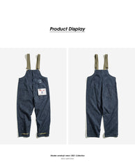 Unbranded 27 Cargo Salopette Homme Jumpsuit American Vintage Navy Overalls Spring And Autumn Denim Straight Leg Jeans Men's Trend Pant