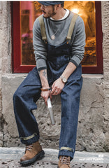 Unbranded 27 Cargo Salopette Homme Jumpsuit American Vintage Navy Overalls Spring And Autumn Denim Straight Leg Jeans Men's Trend Pant