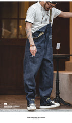 Unbranded 27 Cargo Salopette Homme Jumpsuit American Vintage Navy Overalls Spring And Autumn Denim Straight Leg Jeans Men's Trend Pant