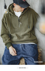 Unbranded 27 Men Amekaji Solid Fleece Hoodies Sweatshirts Japan Retro Casual Oversize Thick Winter Pullover Hoody Tops