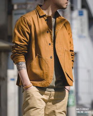 Unbranded 27 Spring Jacket Casual Outfits Men's Cotton Fabric Jacket Retro Single-breasted Button Multi-pocket Pocket Jacket