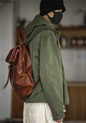 Unbranded 27 male Hooded Pullover Long Sleeve Deck Parker Jacket Drawstring Neckline Workwear Jacket Green Cuffs Ribbon Closure Jacket