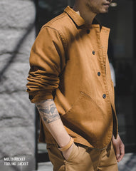 Unbranded 27 Spring Jacket Casual Outfits Men's Cotton Fabric Jacket Retro Single-breasted Button Multi-pocket Pocket Jacket
