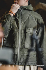 Unbranded 27 Big Pockets Hooded Jacket for Men Army Green Vintage Do Old Outdoor Wear Military Windproof Coat Warm Tactical Jacket