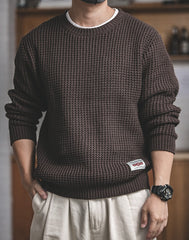 Unbranded 27 Men's Winter Oversize knitted Pullover Sweater Toolkit Japan Vintage Solid O-Neck Autumn Winter Coffee Male Knit Sweaters