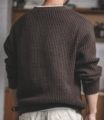 Unbranded 27 Men's Winter Oversize knitted Pullover Sweater Toolkit Japan Vintage Solid O-Neck Autumn Winter Coffee Male Knit Sweaters