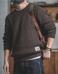 Unbranded 27 Men's Winter Oversize knitted Pullover Sweater Toolkit Japan Vintage Solid O-Neck Autumn Winter Coffee Male Knit Sweaters