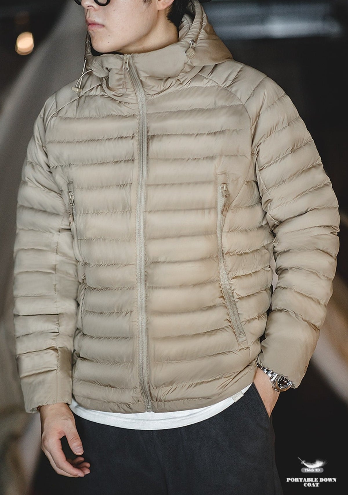 Unbranded 27 Light Weight Duck Down Jacket hooded Basic Winter Coat for Men Urban Streetwear Thick Warm Outdoor Windproof Puffer Jacket