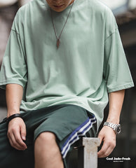 Unbranded 27 Men's Korea Style T-shrts New Loose Breathable Summer Male Short Sleeve Cotton Streetwear Casual Cool Tops Tees Oversize