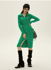 I'M ONE Women's temperament double zipper head slim fit version of the dress winter new dresses