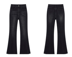 I'M ONE Women's retro slim and fashionable high-waisted denim micro-lab pants