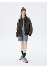 I'M ONE Women's versatile retro wind splicing tide cool loose biker clothes baseball suit fall new jacket