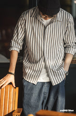 Unbranded 27 Vintage TR Fabric Striped Long-sleeved Shirts Classic Business Handsome Shirt Men's Free Ironing Blouse Halloween Top