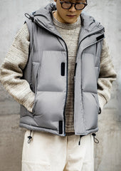 Unbranded 27 Sleeves Detachable Down Jacket Down Vest Two Ways Wearing Hooded Puffer Coat Functional Winter Thick Coats Urban Outdoor
