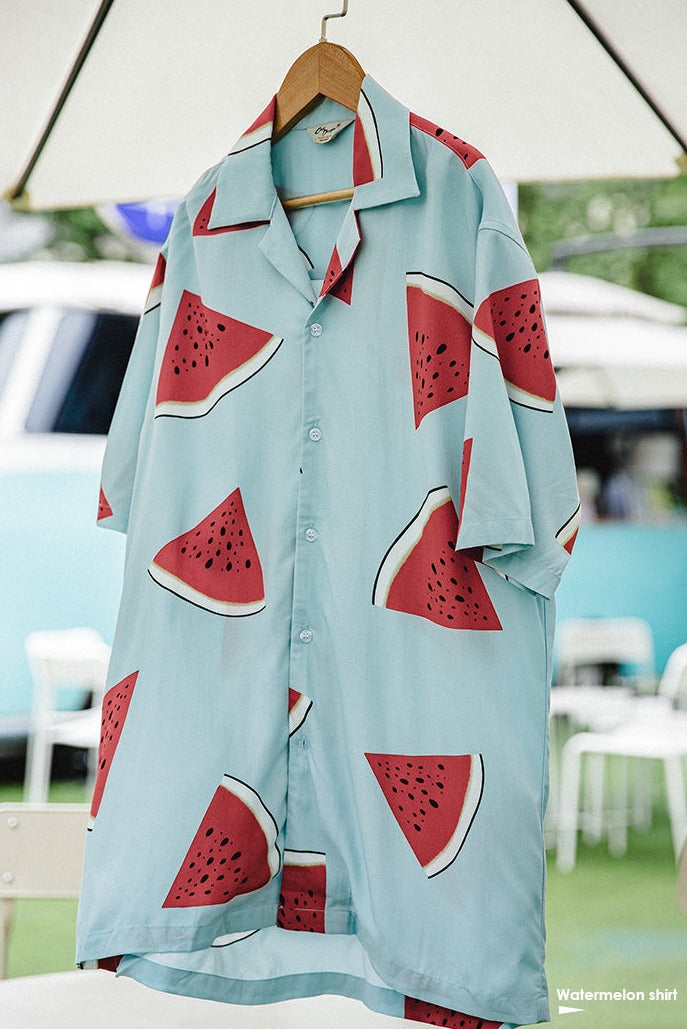 Unbranded 27 Tooling Street Shirt Chemise Homme Cuban Camisa Masculina Ropa Hombre Print Watermelon Vintage Yuppie Hawaiian Shirt