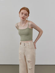 Circlofy women's torn wide leg pants spring new high-waisted straight fur-trimmed jeans