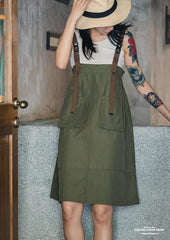 Unbranded 27 Leisure Sleeveless Simple Lazy Wind Suspenders Skirt Cargo Design Pear Shape Loose Dress